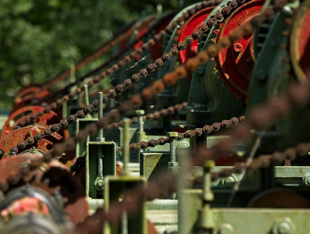 Industrial gear setup with machinery chains in Marknesse, Flevoland.